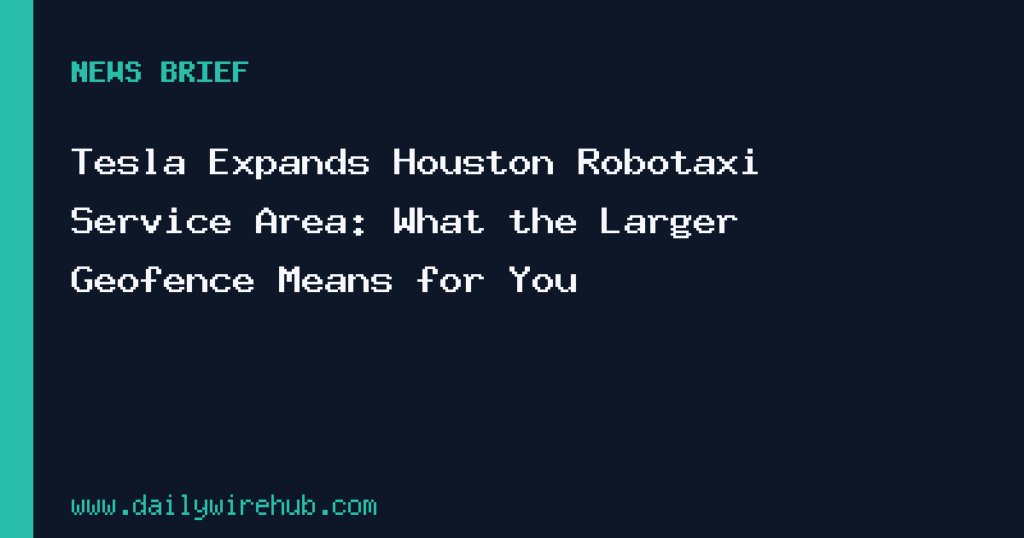 Tesla Expands Houston Robotaxi Service Area: What the Larger Geofence Means for You Map illustration of Houston Robotaxi service geofence expanded on October 26, 2026, shown as a rocket-shaped blue boundary covering northwestern and central areas